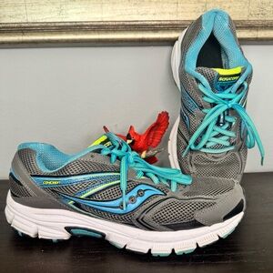Saucony Womens Cohesion 9 Running Shoes Gray blue Lace Up Low Top Size 10